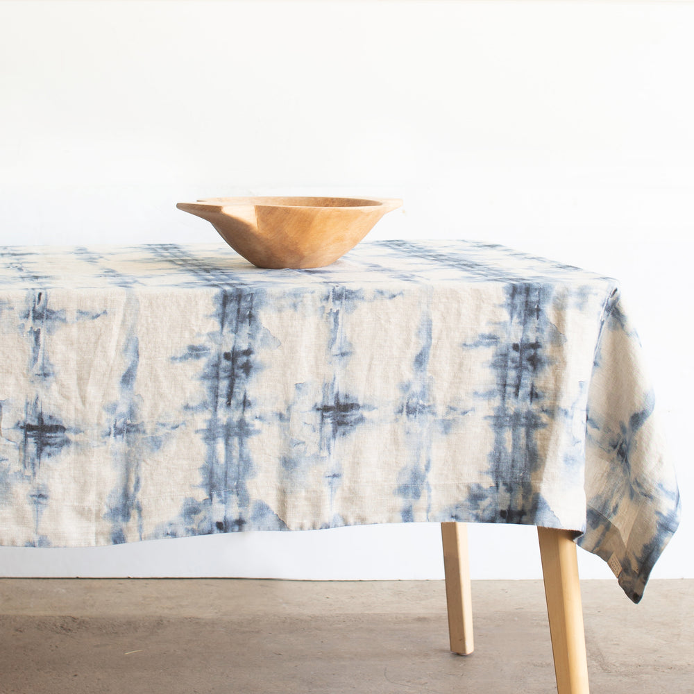 Tie Dye on Natural Linen Tablecloth