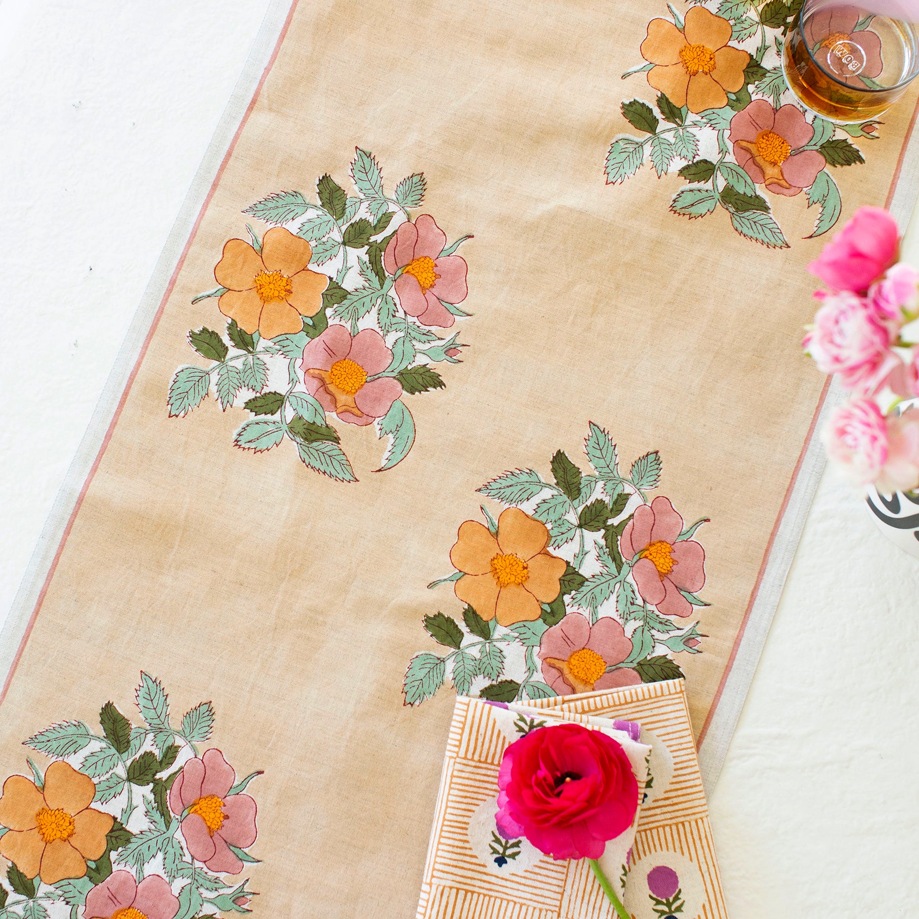 Dia - Block-printed Table Runner (Moss) - Thumbnail 2