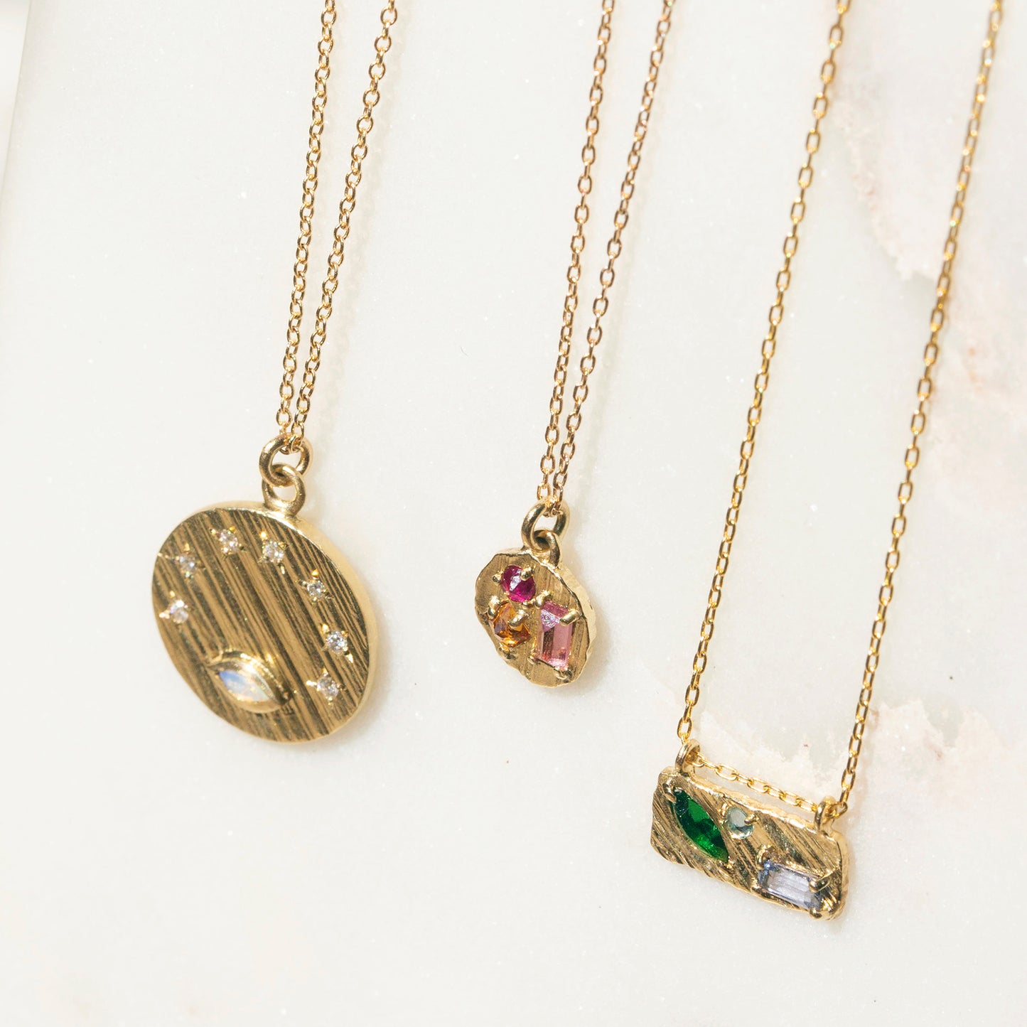 14k Round Gemstone Collage Necklace – Salt Sundry