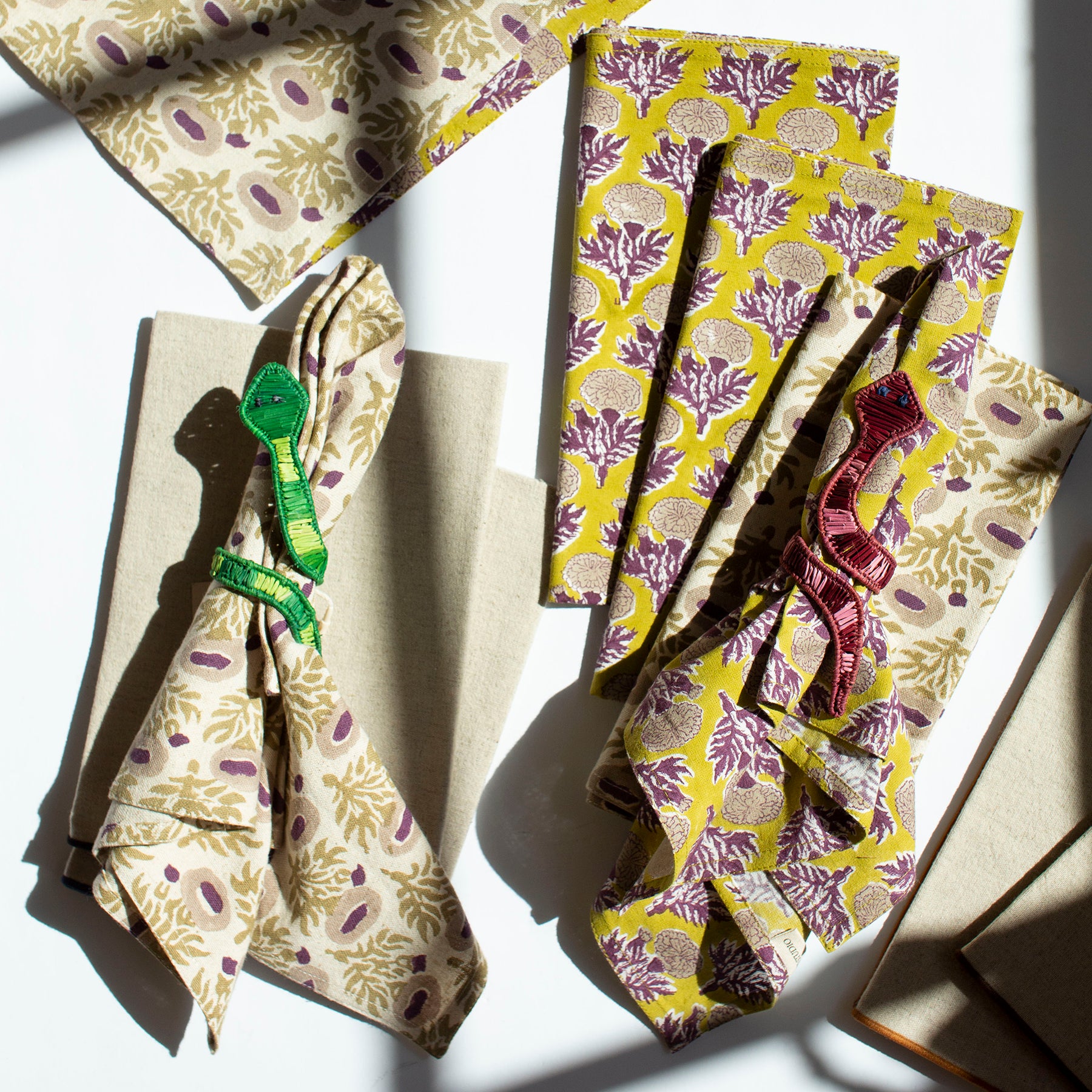 Rumi Plum Block Printed Napkin - Thumbnail 2