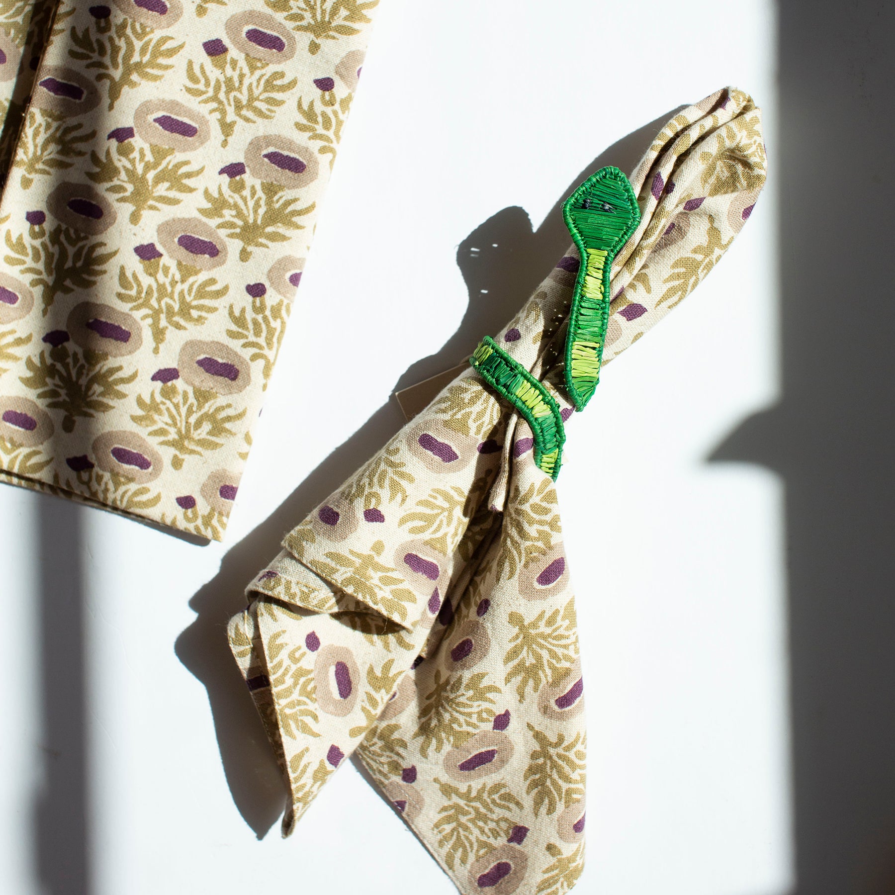 Rumi Plum Block Printed Napkin - Thumbnail 4