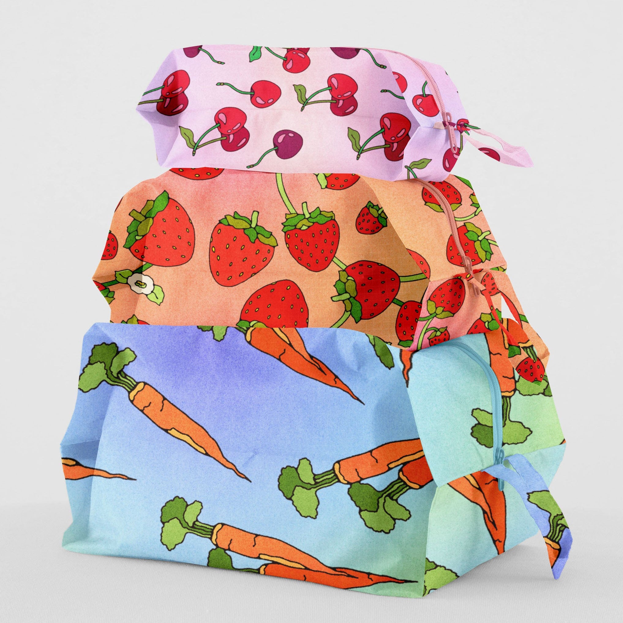 新品　BAGGU 3D Zip Set フルーツ柄 3D Zip Set Carrots & Berries - Baggu