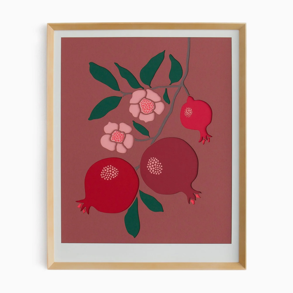 Terracotta Pomegranate Framed Papercut