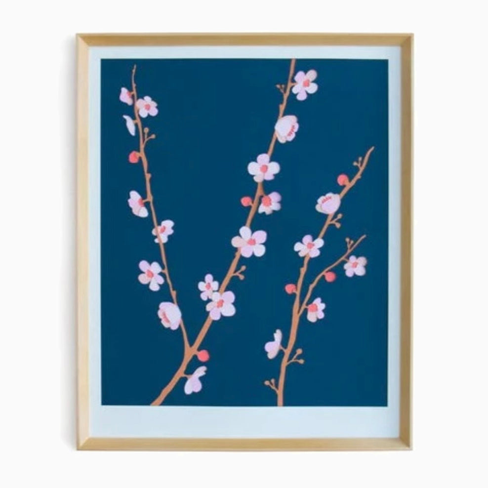 Teal Cherry Blossom Framed Papercut
