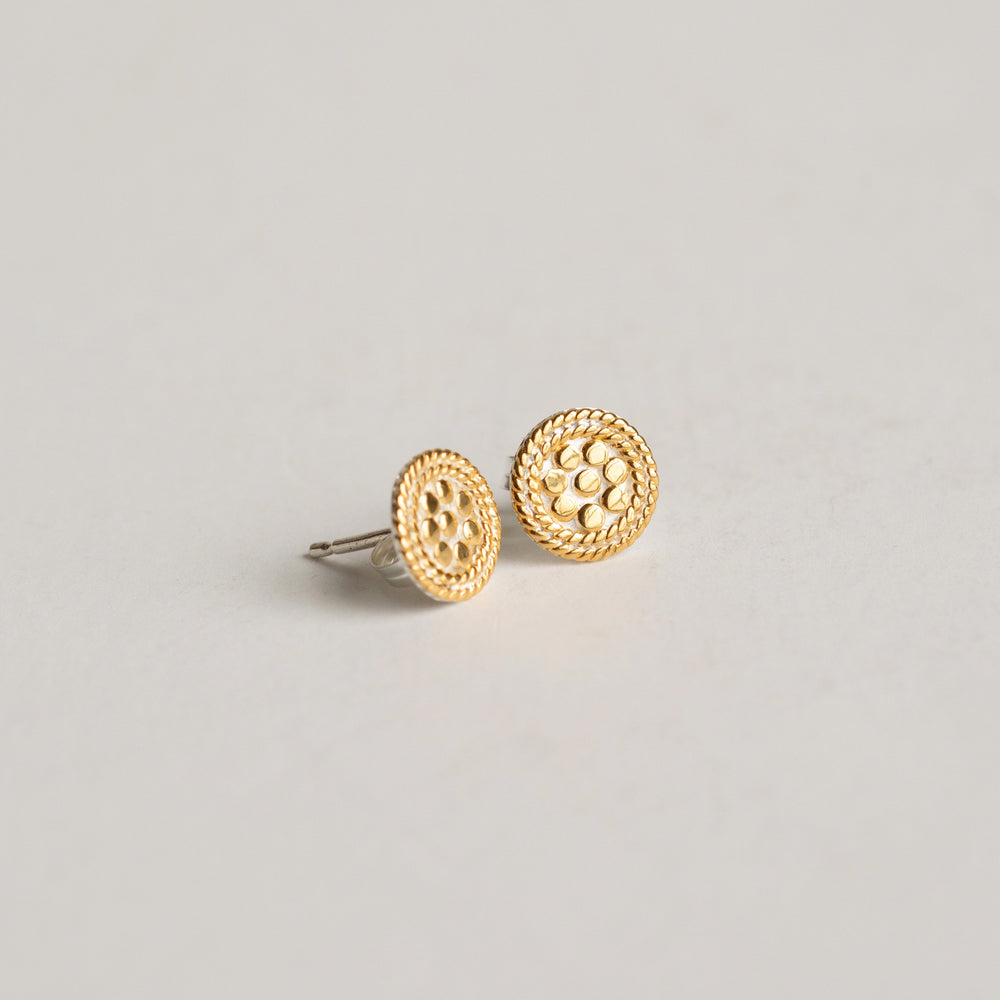 Gold Classic Circle Stud Earrings