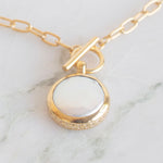 Coin Pearl Toggle Chain Necklace