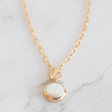 Coin Pearl Toggle Chain Necklace