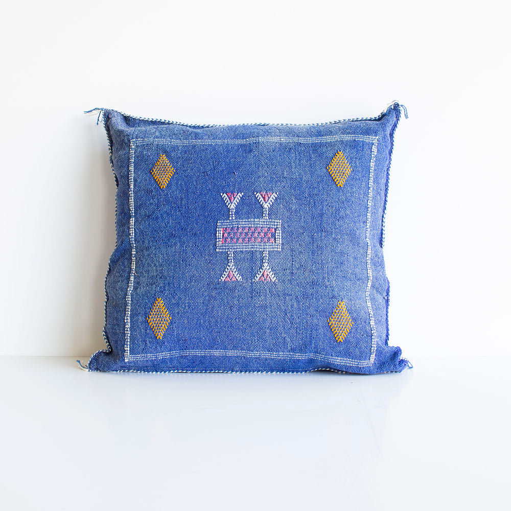 Blue Cactus Silk Pillow