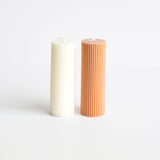 Pleated Pillar Candle in White