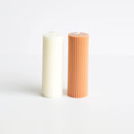 Pleated Pillar Candle in Latte