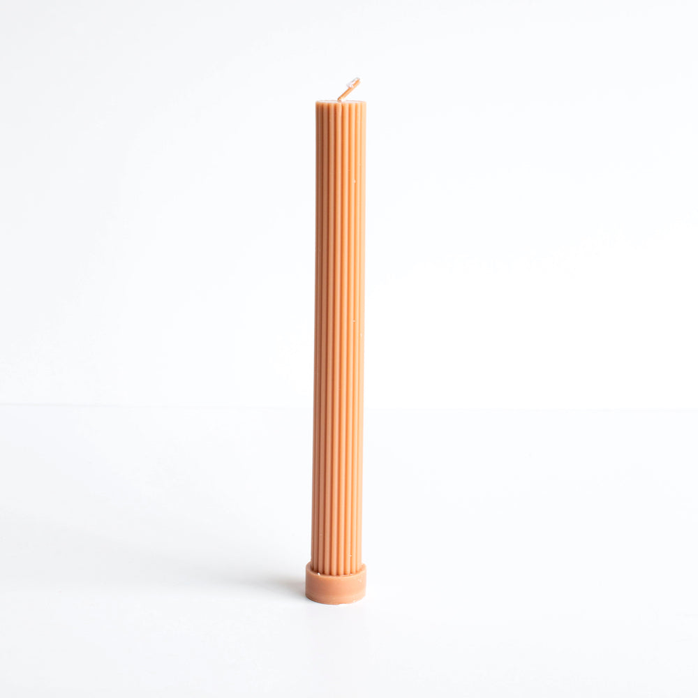 Pleated Standing Taper Candle in Latte