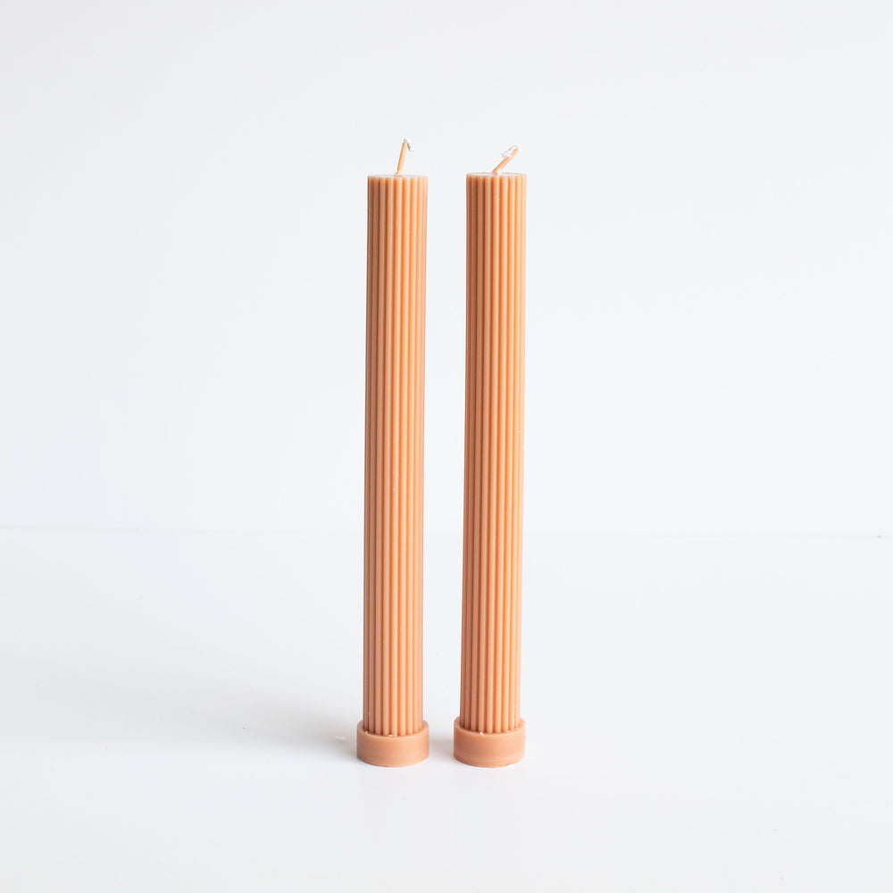 Pleated Standing Taper Candle in Latte