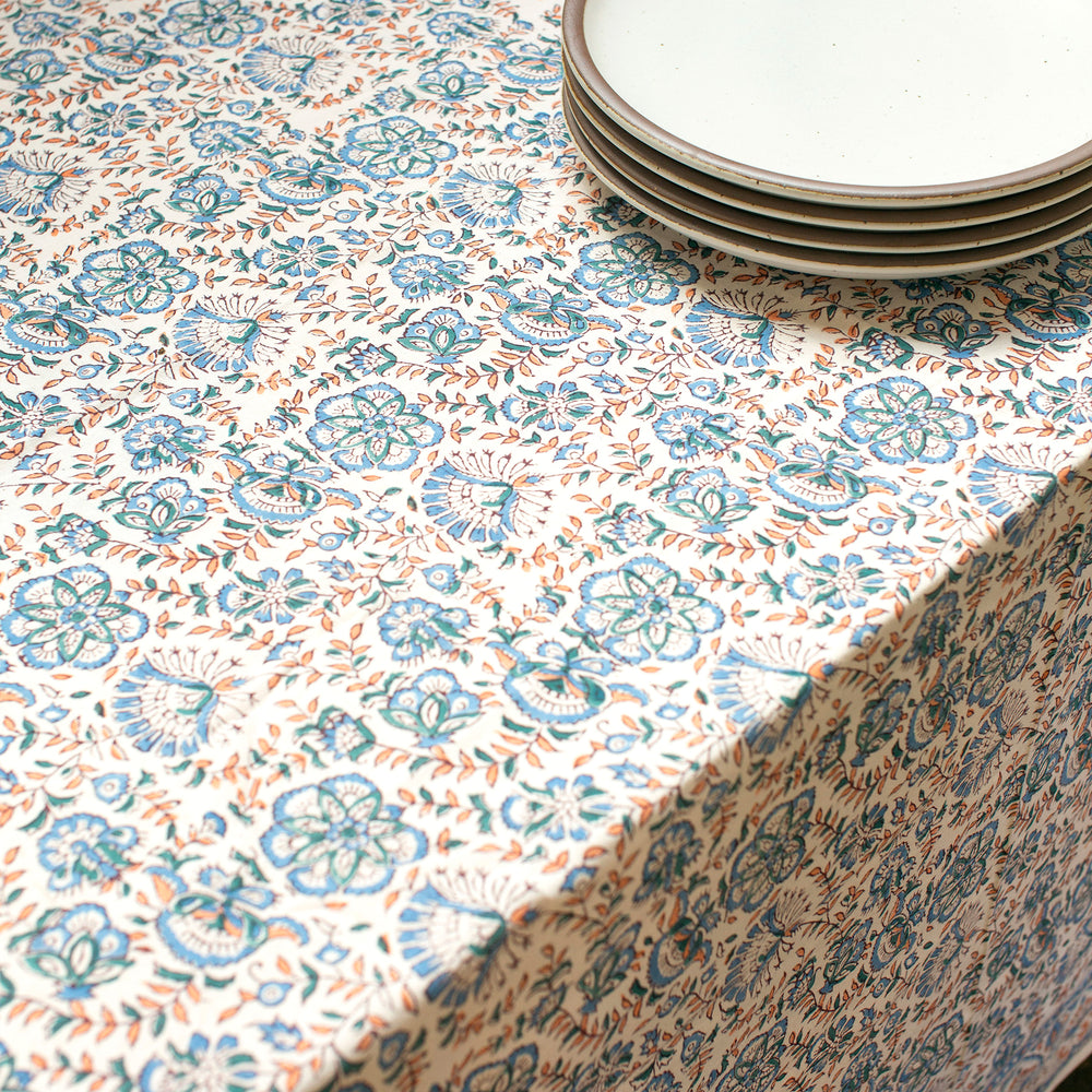 Starflower Block Print Tablecloth