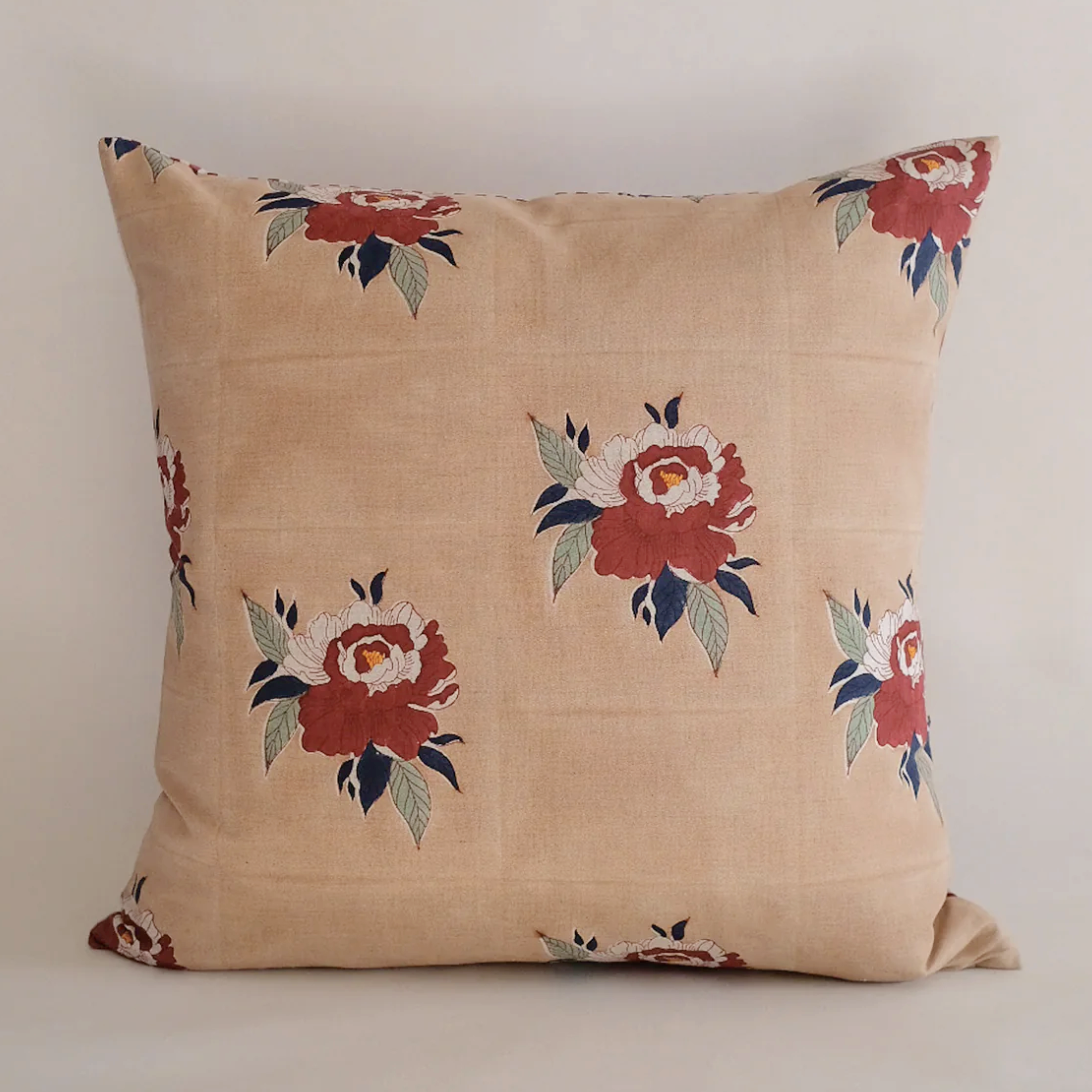 Babita Red Block Printed Pillow