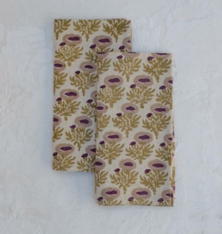 Rumi Plum Block Printed Napkin - Thumbnail 5