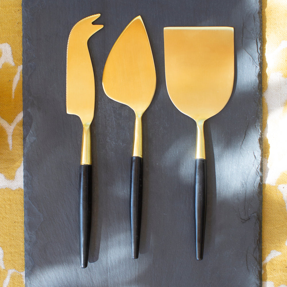 Black + Gold Cheese Knife Set