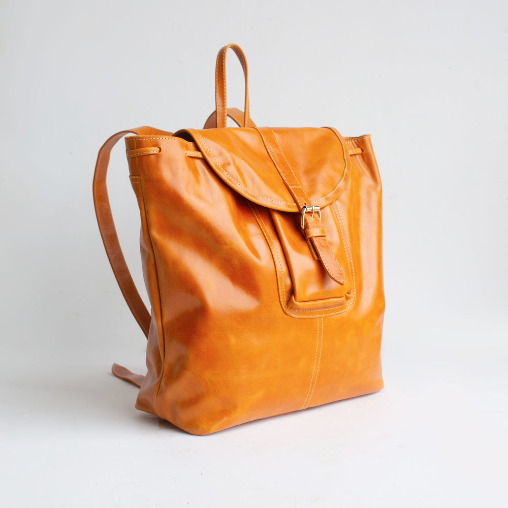 Light Brown Leather Backpack