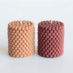 Bubbly Pillar Candle in Toffee