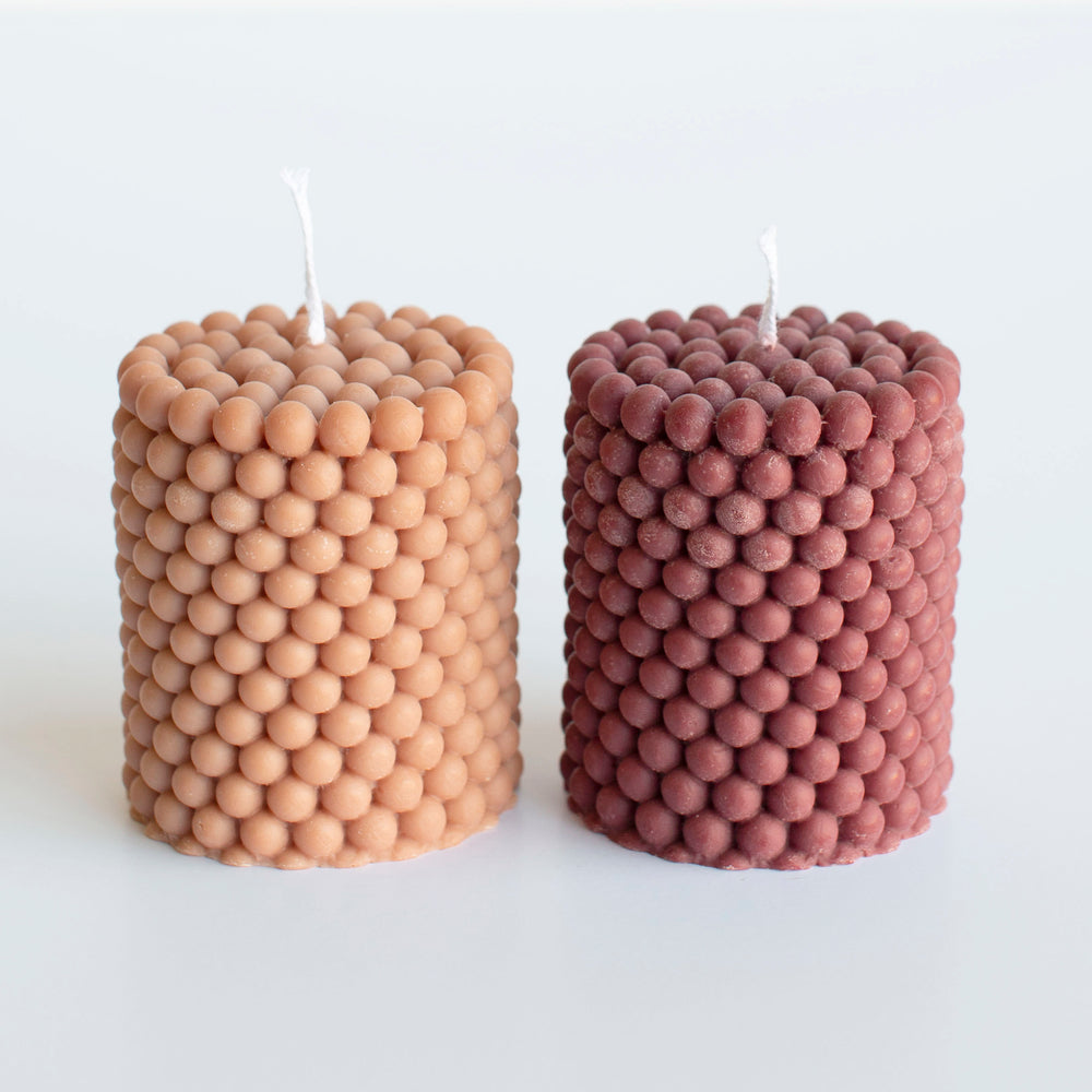 Bubbly Pillar Candle in Wine