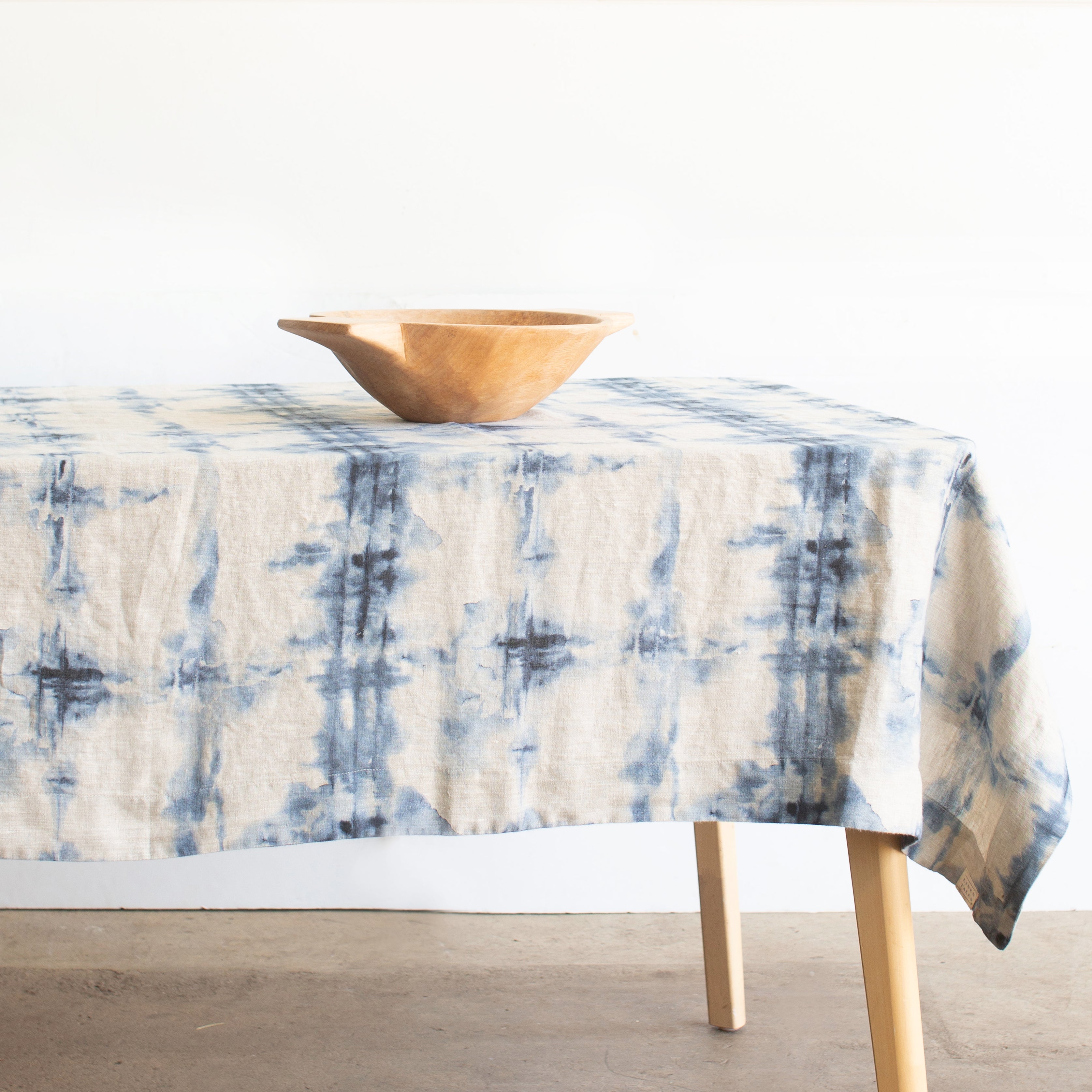 Tie Dye on Natural Linen Tablecloth