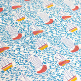 Harbor Boat Block Print Tablecloth