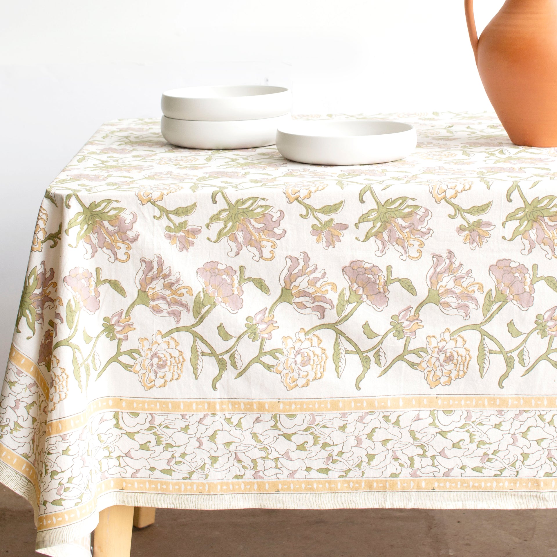 Musk Rose Block Print Tablecloth
