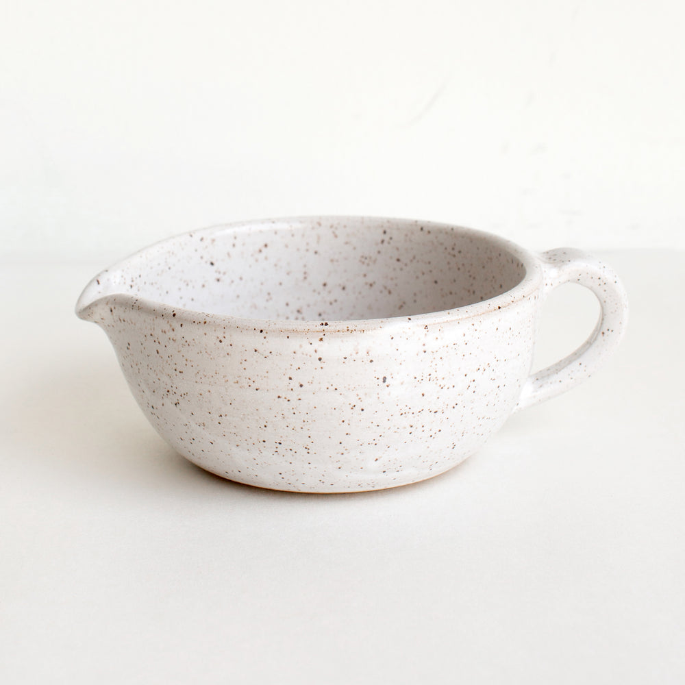 Ceramic White mixing bowl pitcher with handle