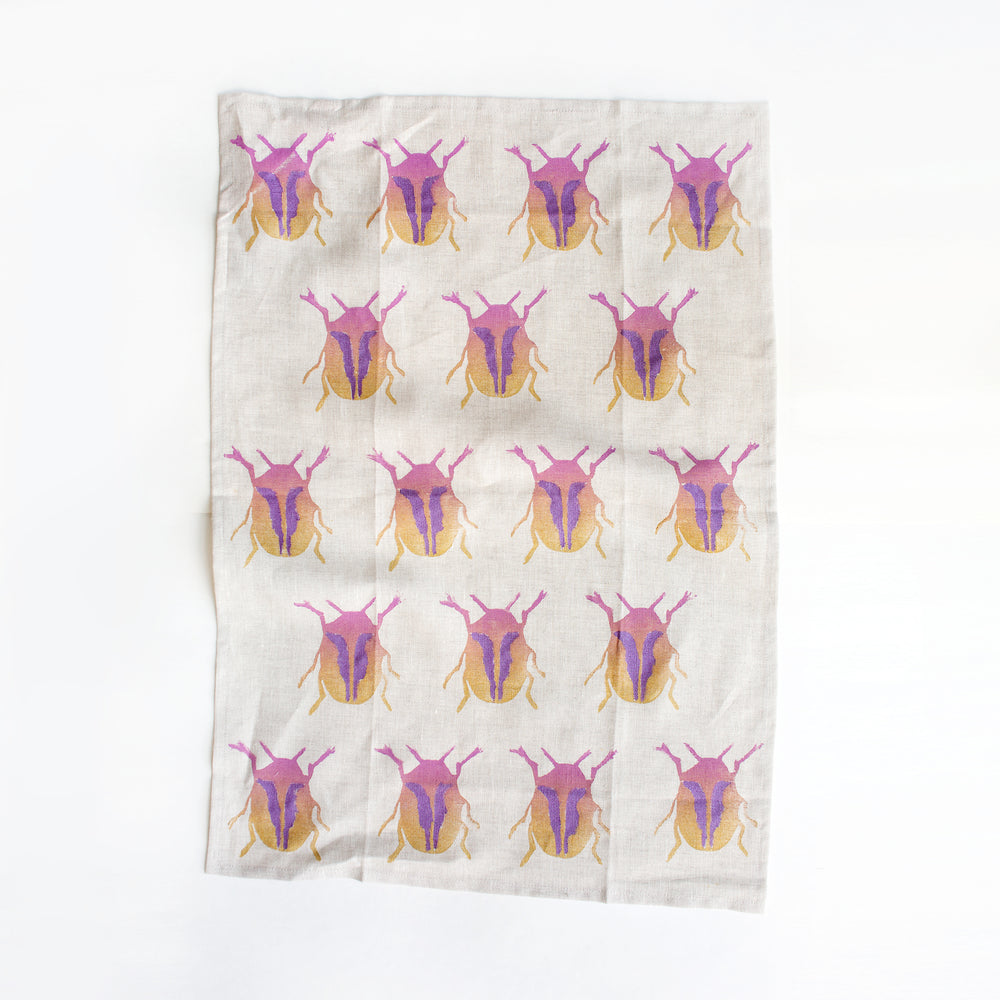 Scarabs Linen Tea Towel