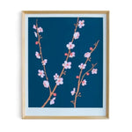 Teal Cherry Blossom Framed Print