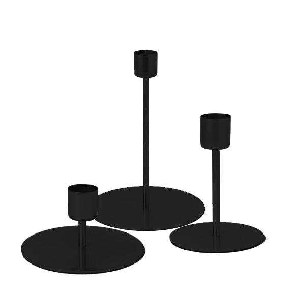 SUJUN Matte Black Candle Holders Set of 3 for Taper Candles