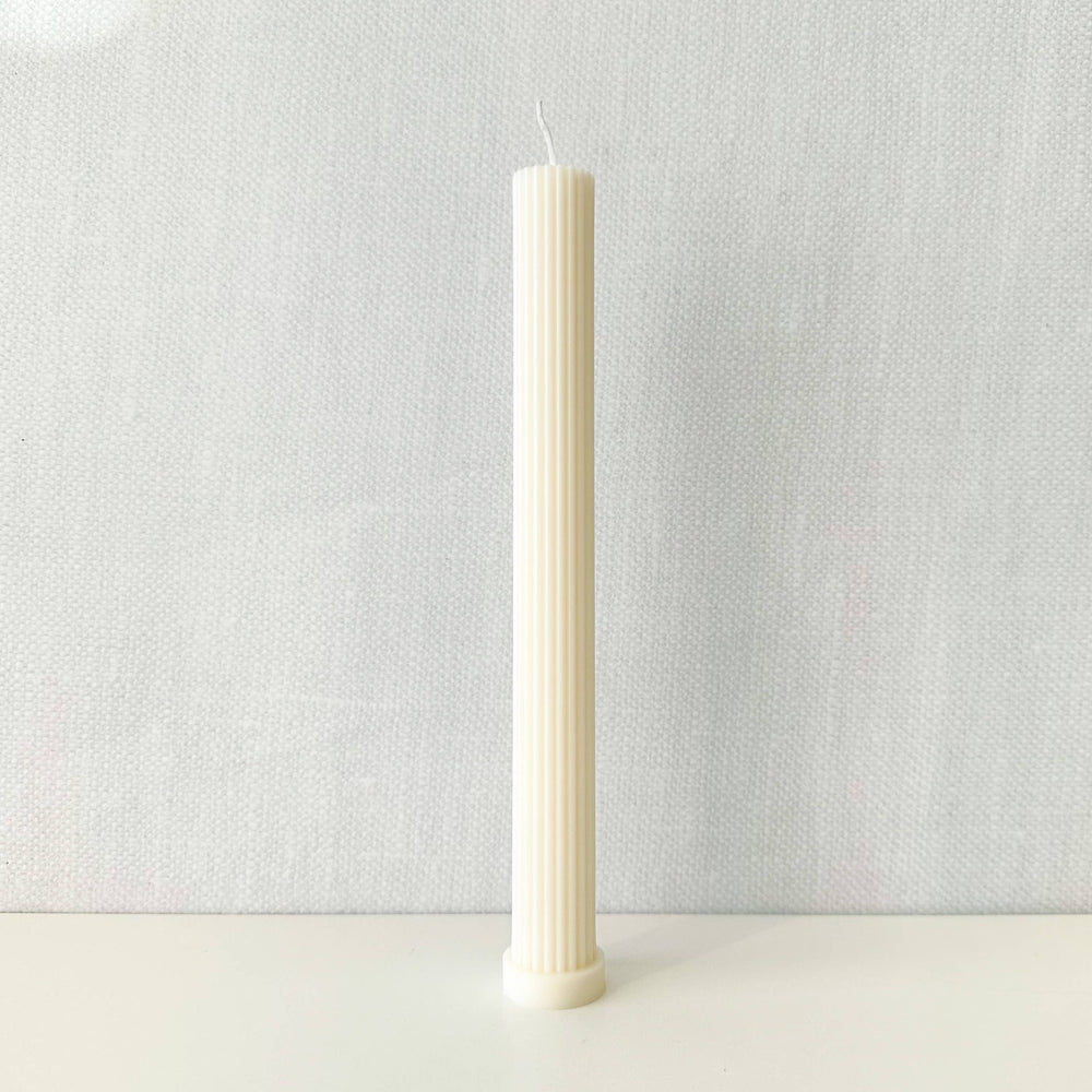 Pleated Standing Taper Candle in White