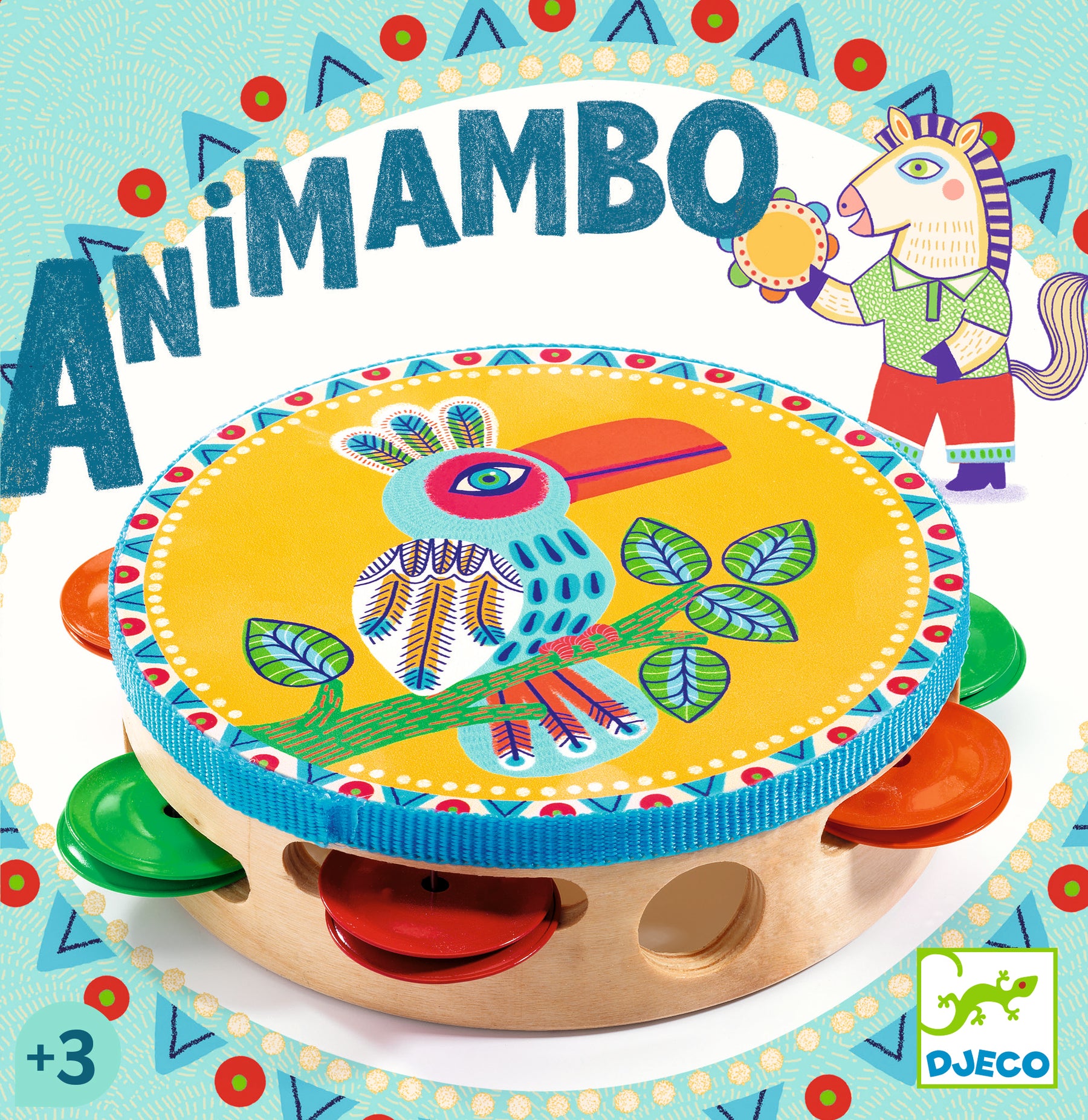 Djeco Animambo Tambourine, Maracas, Guiro Instrument Set