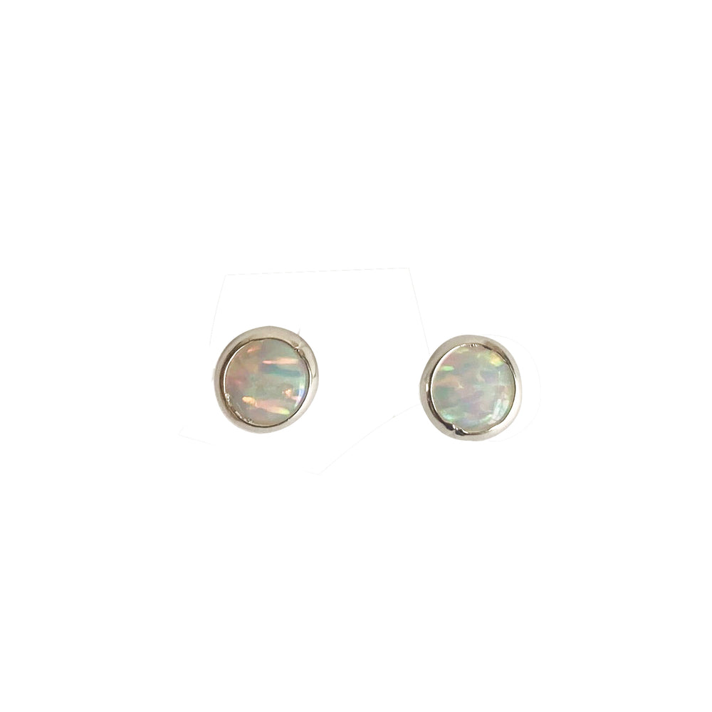 White Opal Marfa Gemstone Studs