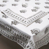 Agra Moss Block Print Tablecloth