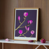 Violet Magnolia Blossoms Framed Print